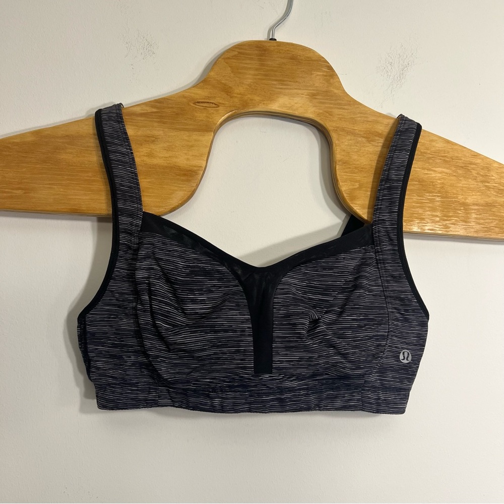 Lululemon Bra Top, Measured 26”,  Color Black and Grey herringbone pattern